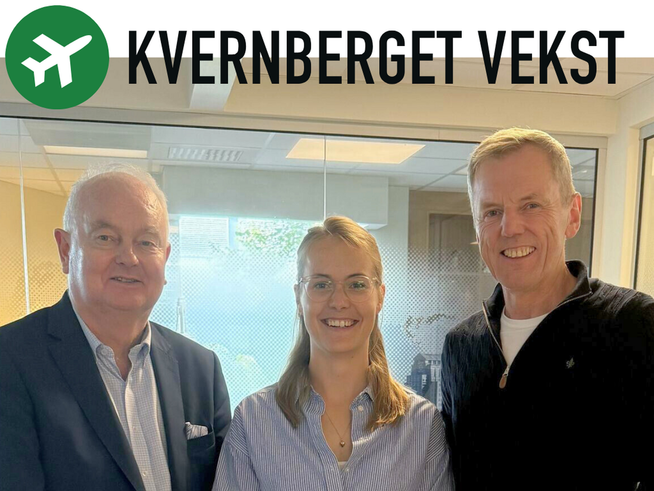 Styreleder for Kvernberget Vekst, Øivind Hoem sammen med Imke Kleinbekman og Jan Inge Bleivik fra SAS