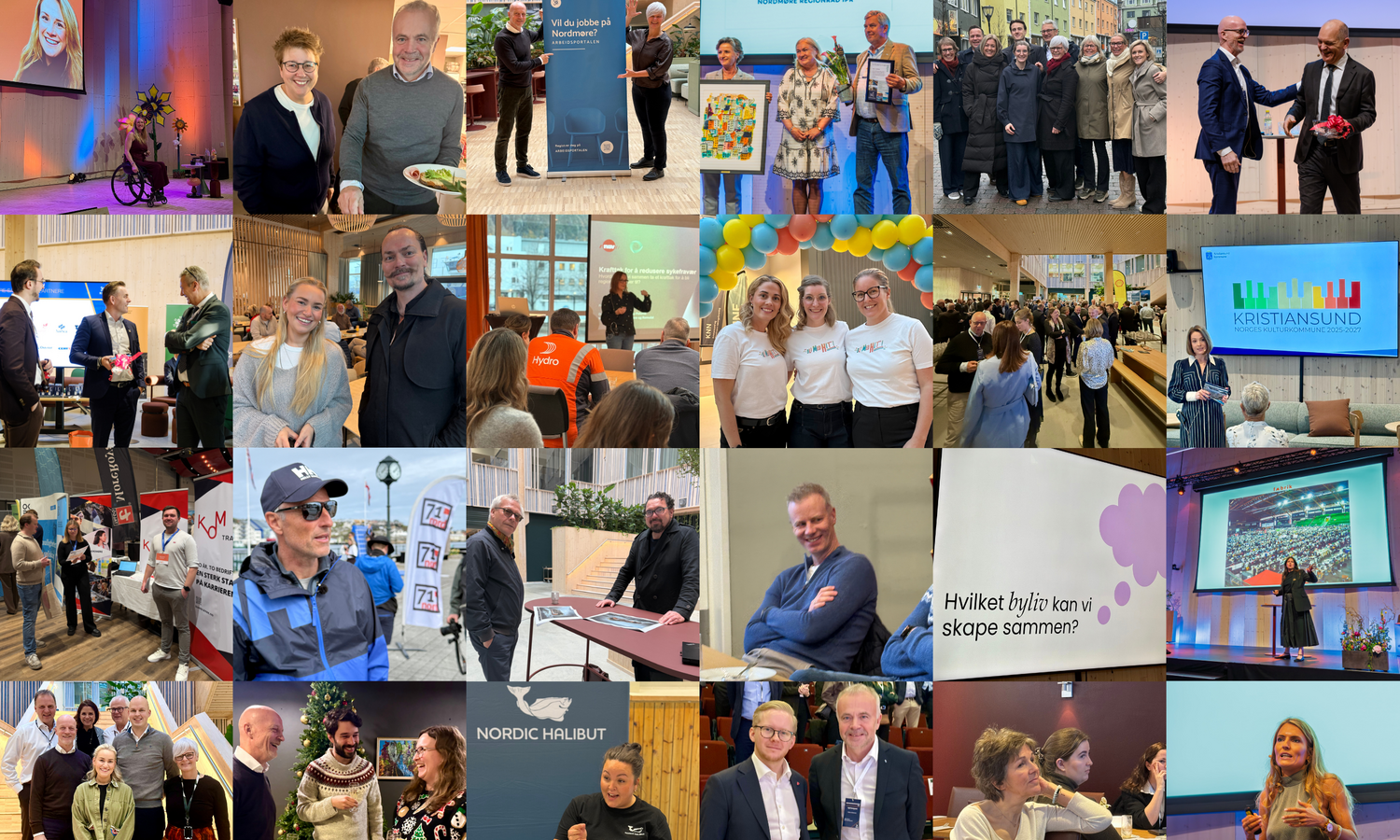 Colage av bilder fra 2025. Masse ulike mennesker på ulike arrangementer 