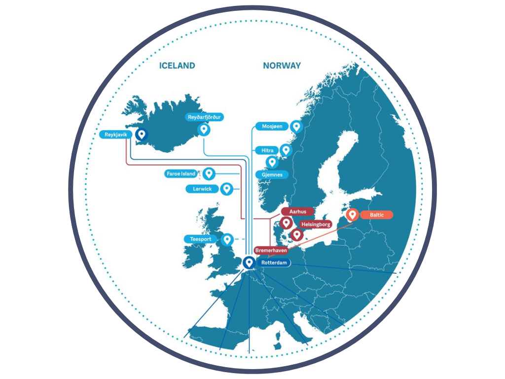 Torcargo Knytter sammen kyst-Norge, Europa, Island og Færøyene